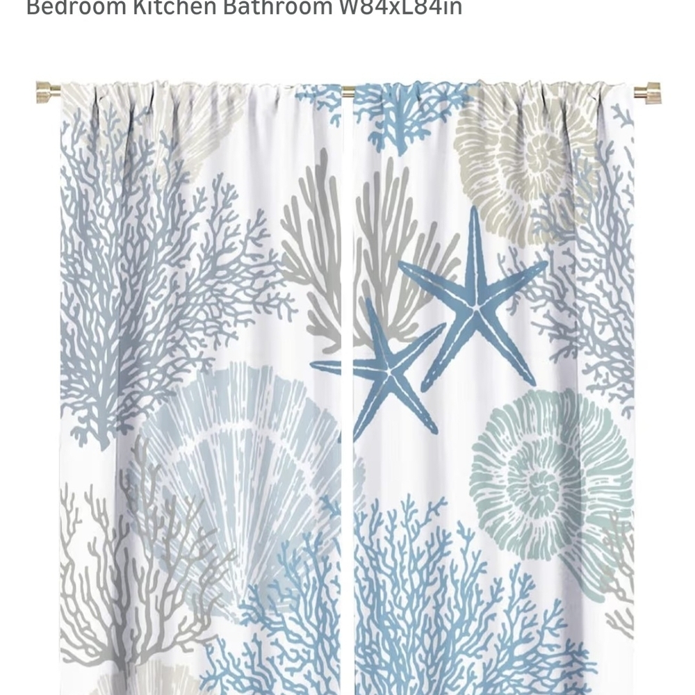 Oceanic Coral Print Shower Curtain